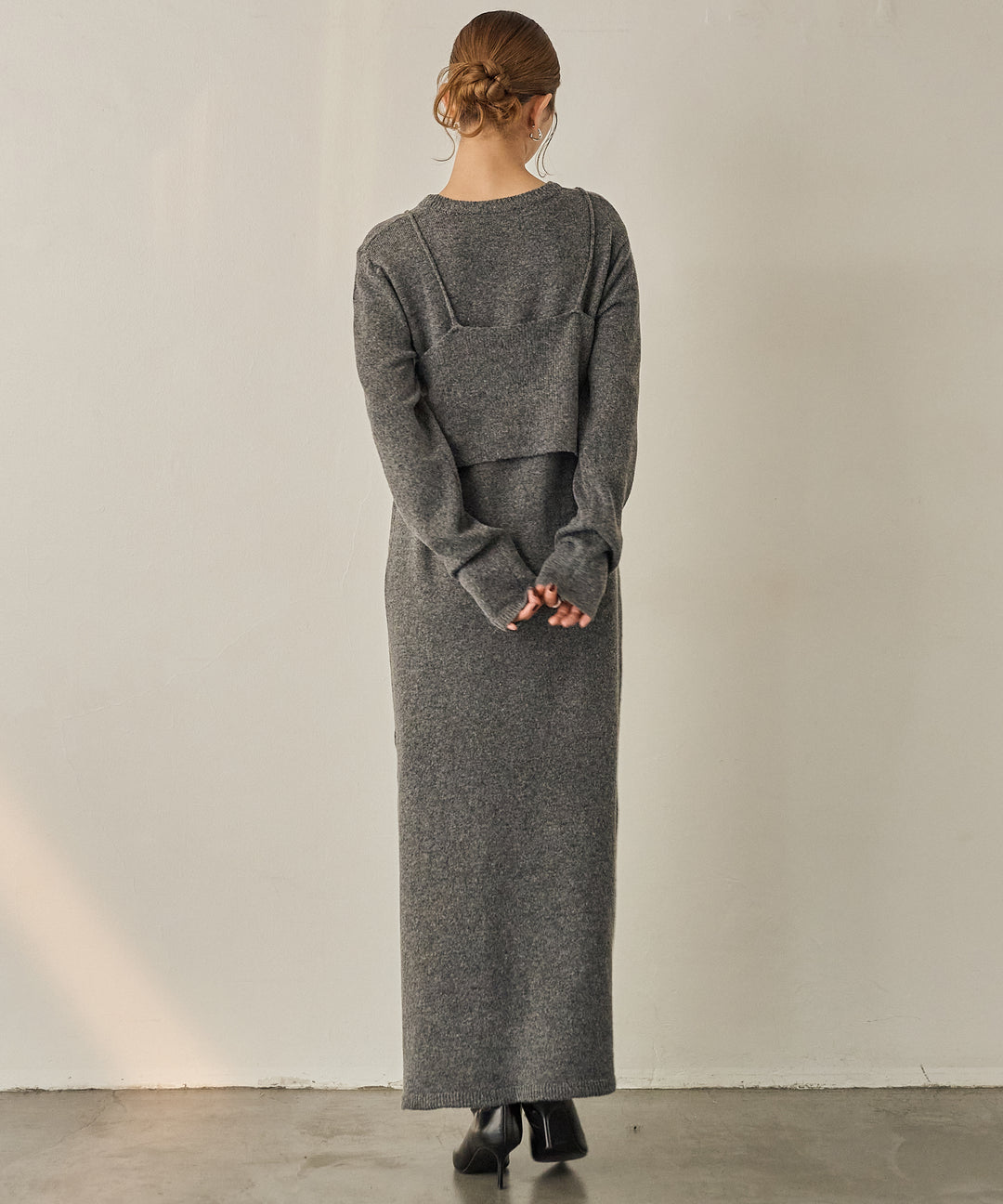 (eliuu)Bustier Mix Knit Onepiece