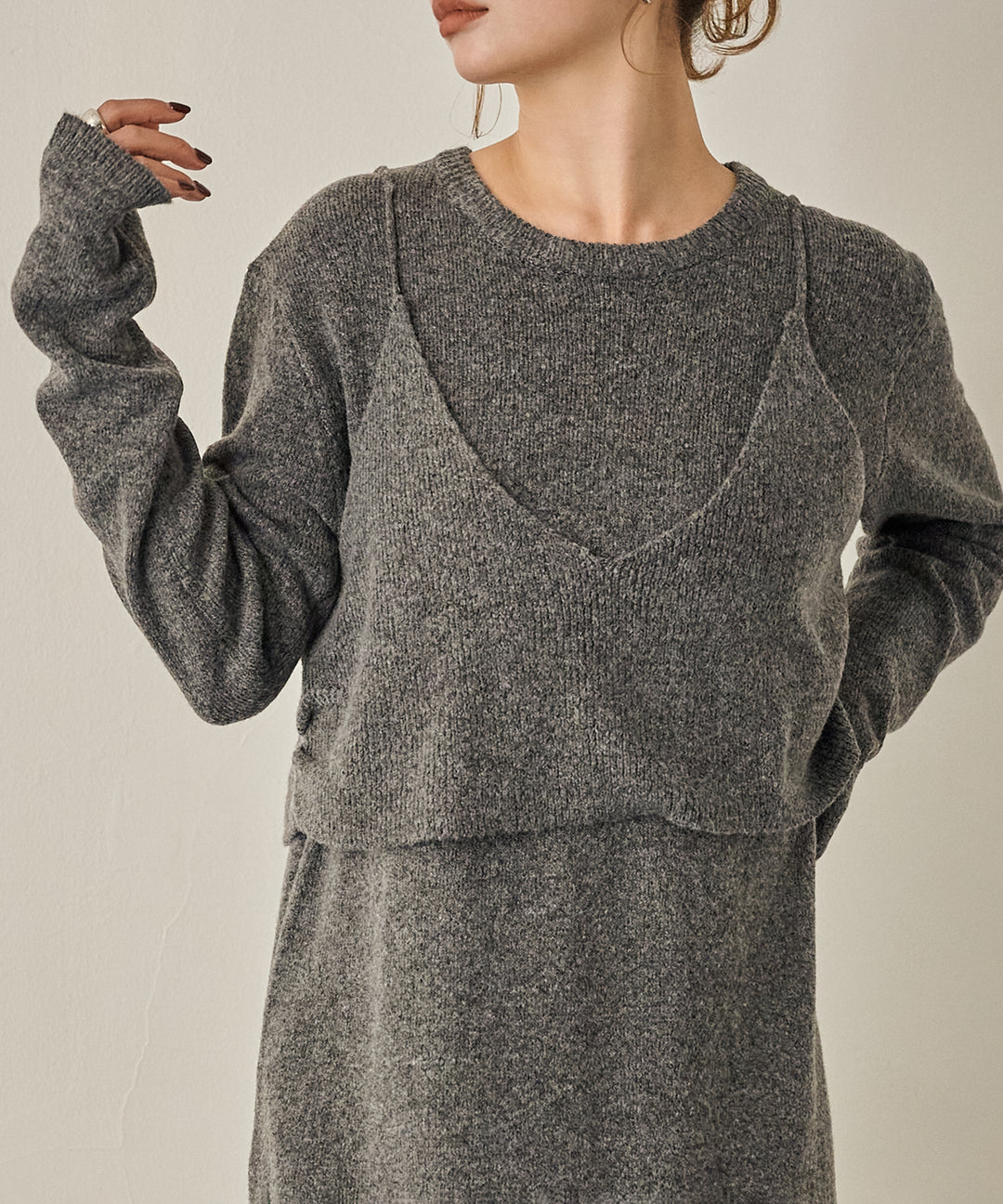 (eliuu)Bustier Mix Knit Onepiece