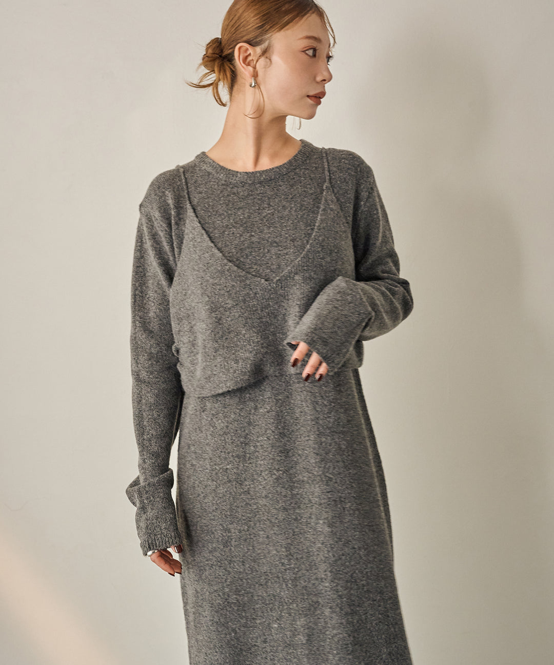 (eliuu)Bustier Mix Knit Onepiece