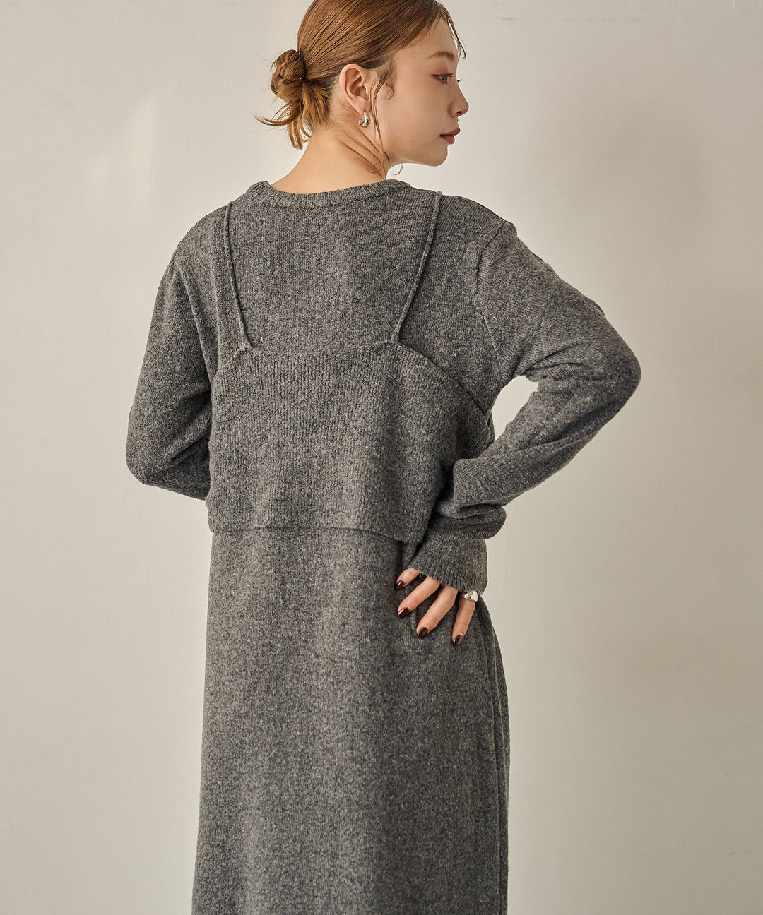 (eliuu)Bustier Mix Knit Onepiece