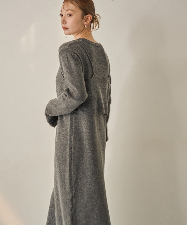 (eliuu)Bustier Mix Knit Onepiece