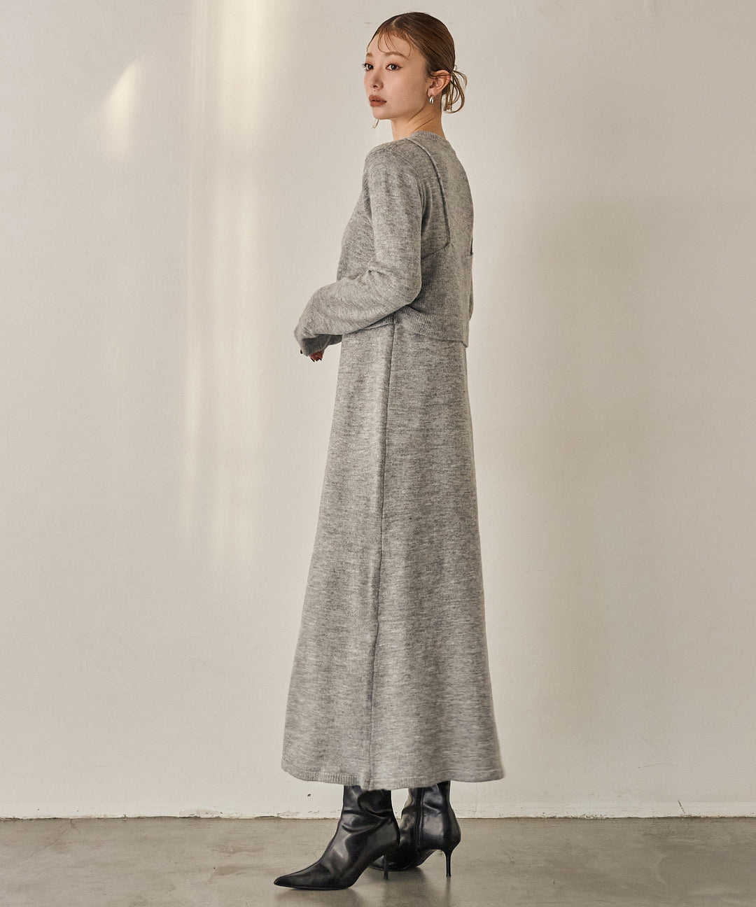 (eliuu)Bustier Mix Knit Onepiece