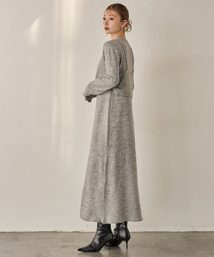 (eliuu)Bustier Mix Knit Onepiece