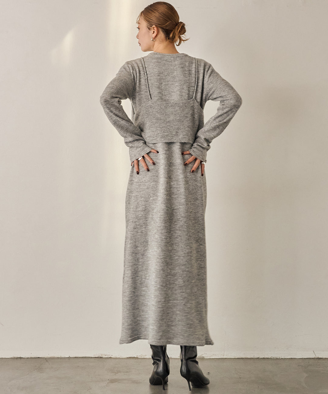 (eliuu)Bustier Mix Knit Onepiece