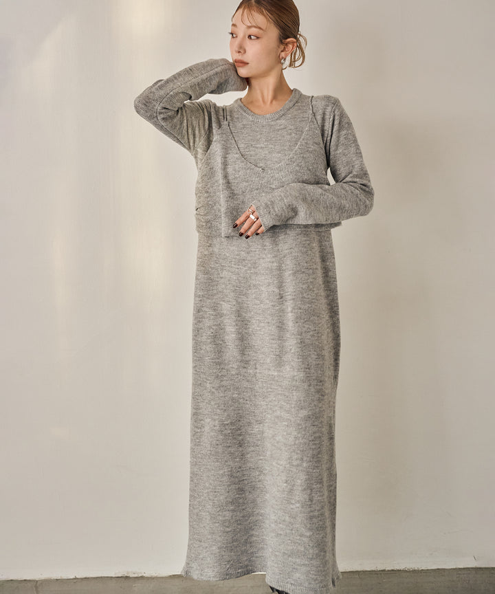 (eliuu)Bustier Mix Knit Onepiece