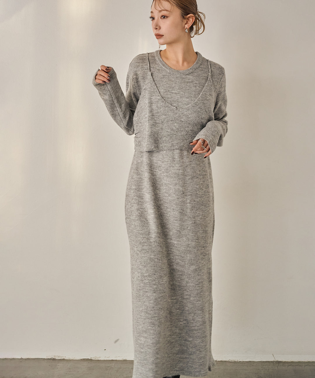 (eliuu)Bustier Mix Knit Onepiece