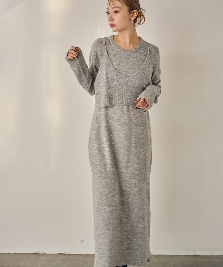 (eliuu)Bustier Mix Knit Onepiece