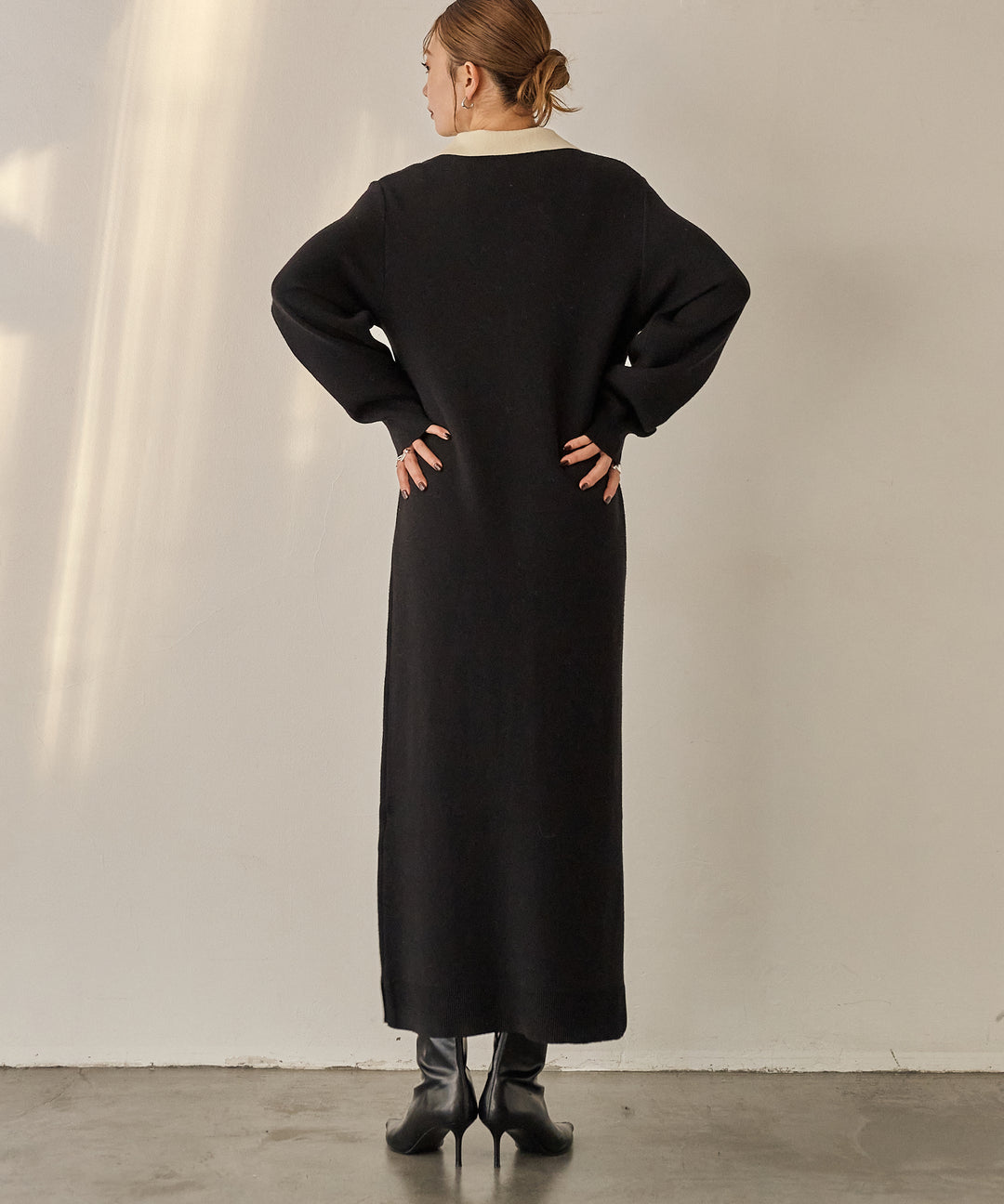 (eliuu)Polo Knit Accent Onepiece