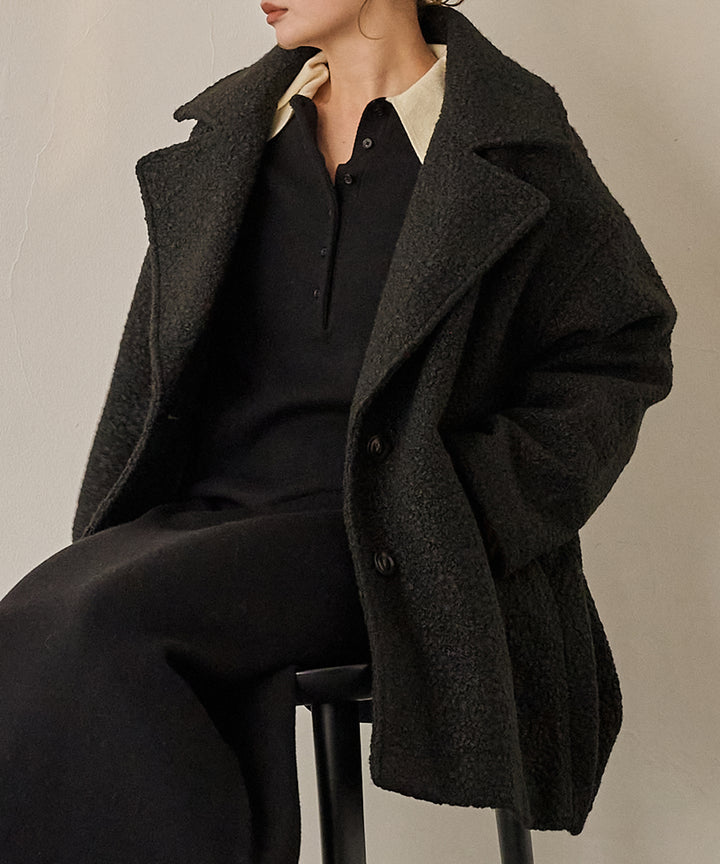 (eliuu)Loop Tweed Jacket Coat