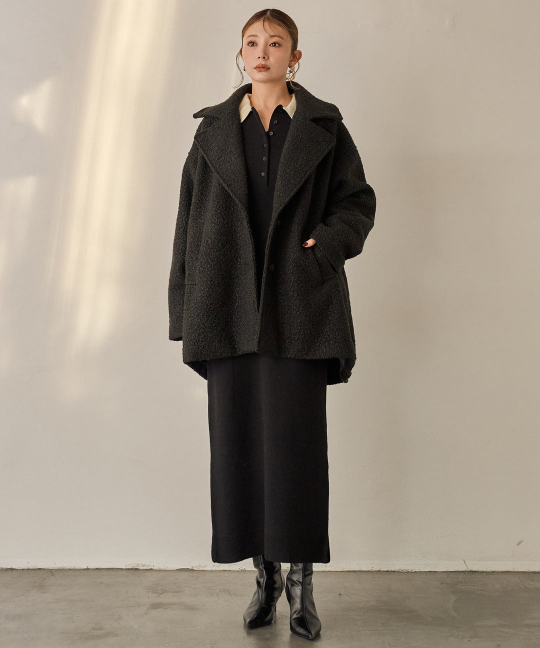 (eliuu)Loop Tweed Jacket Coat