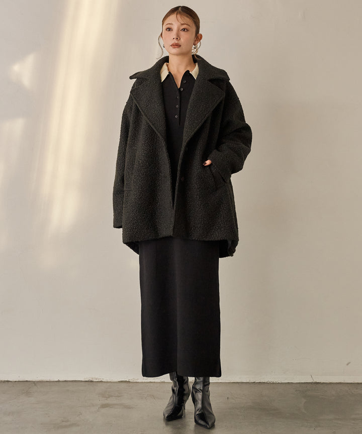 (eliuu)Loop Tweed Jacket Coat