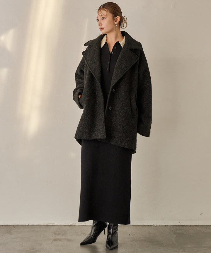 (eliuu)Loop Tweed Jacket Coat