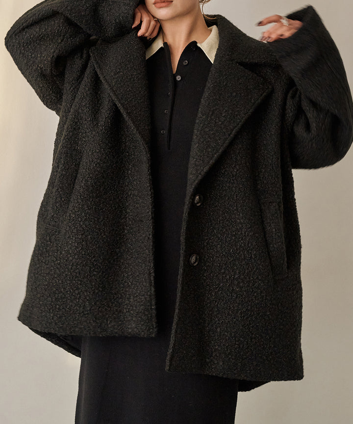 [SET]Loop Tweed Jacket Coat+Polo Knit Accent Onepiece