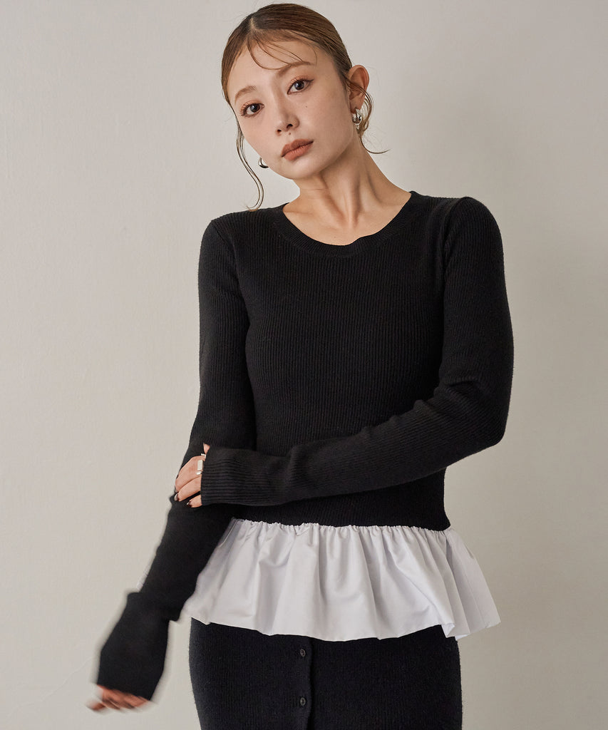 【 kkさま専用】HEVE Arch Peplum knit eliuu)Peplum Combination Knit Top – MIELI INVARIANT