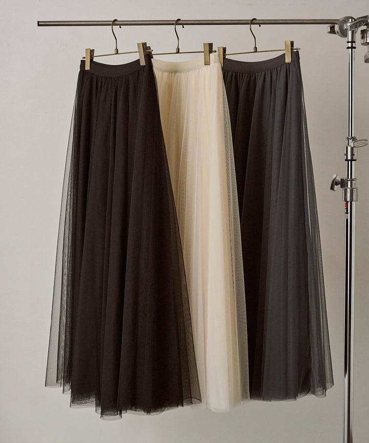 (eliuu)Tulle Layer Drape Skirt