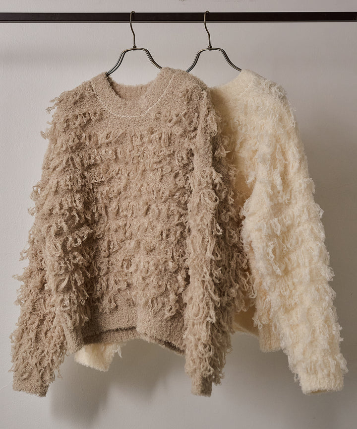 [SET]Teddy Loop P/O Knit+Floral Semi Flare Skirt