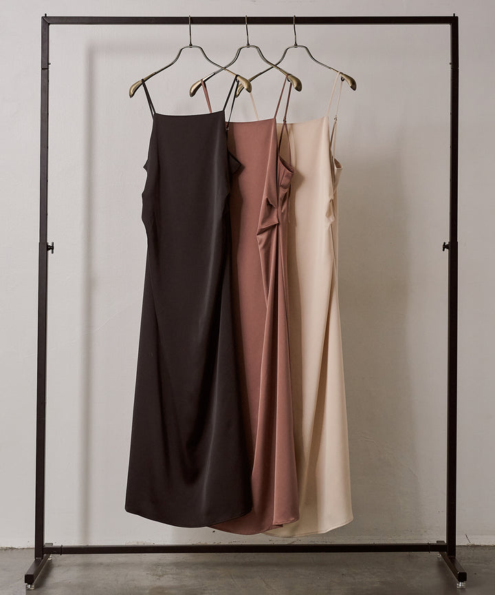 [SET]Luminous Satin Tuck C/A Onepiece+Tulle H/N Long Tee