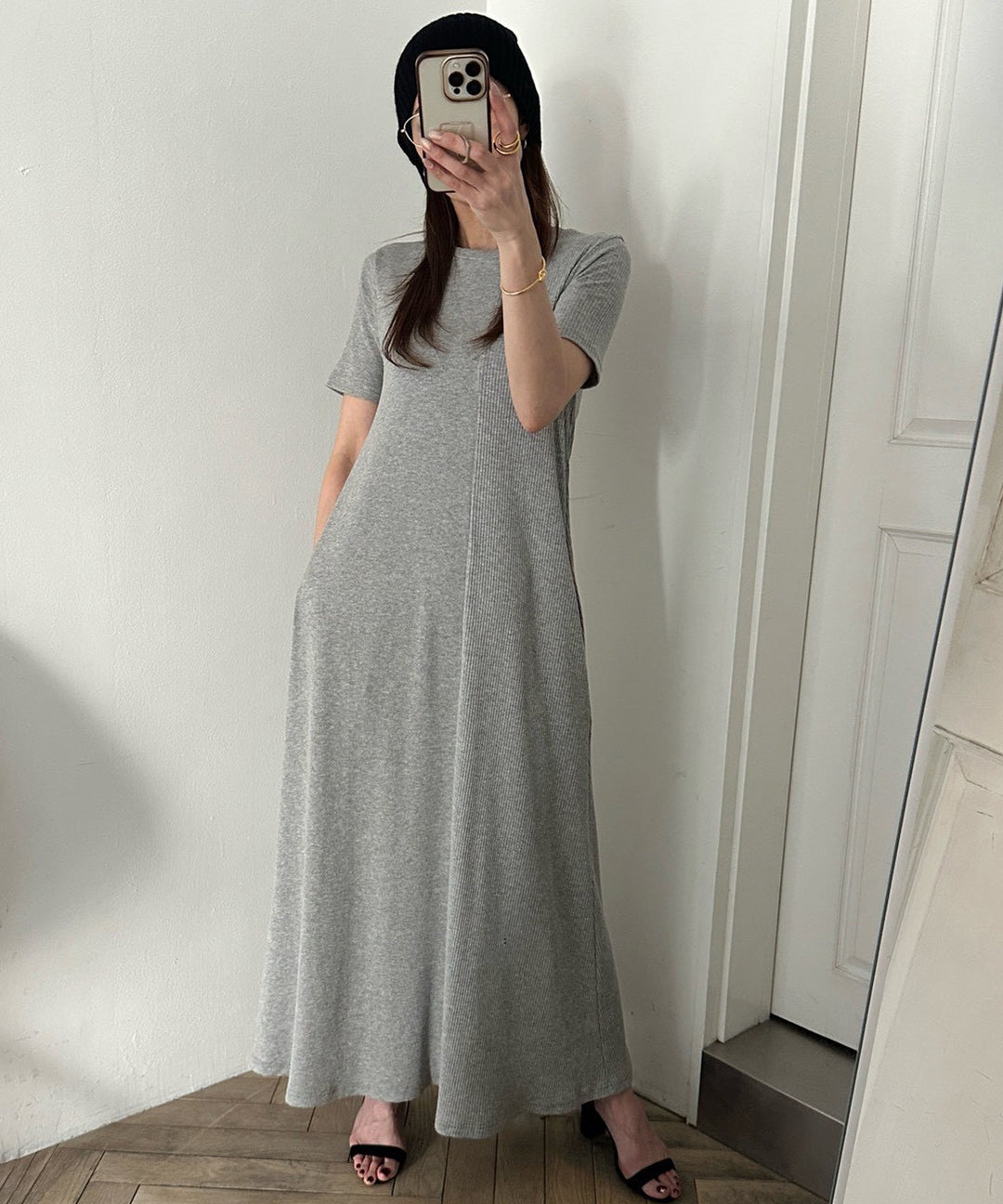 Rib Pitch Cut Flare Dress