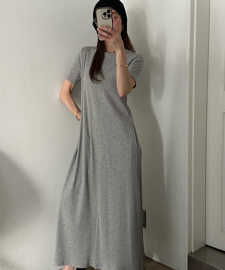 Rib Pitch Cut Flare Dress