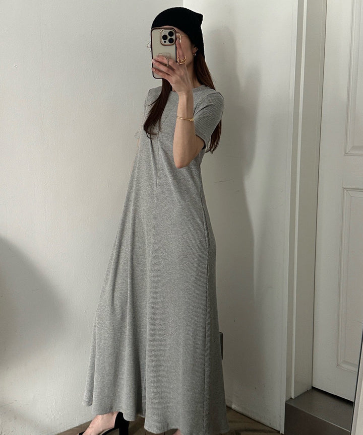 Rib Pitch Cut Flare Dress