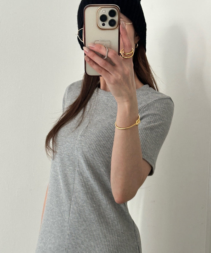 Rib Pitch Cut Flare Dress