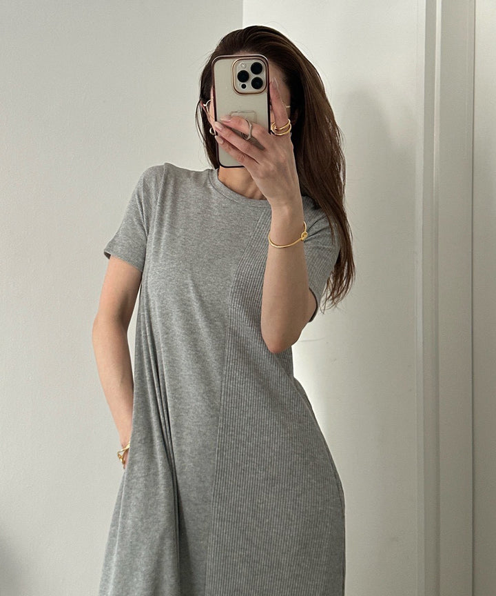 Rib Pitch Cut Flare Dress