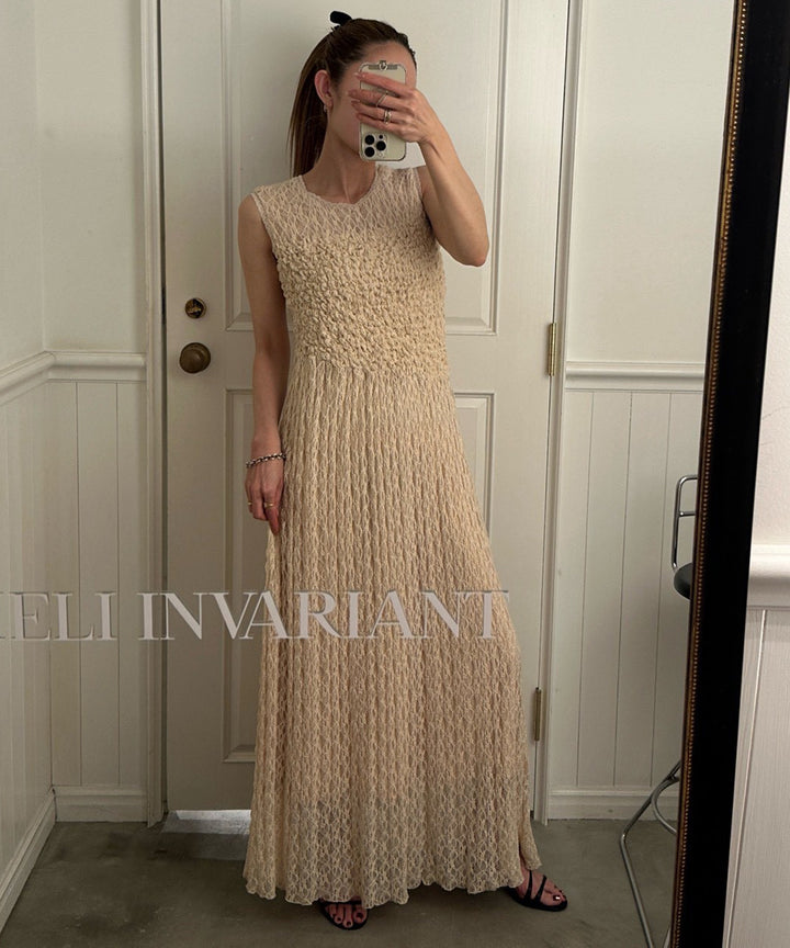 Shirring Lace Bustier Dress