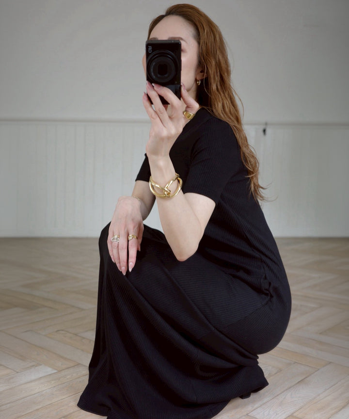 Rib Pitch Cut Flare Dress