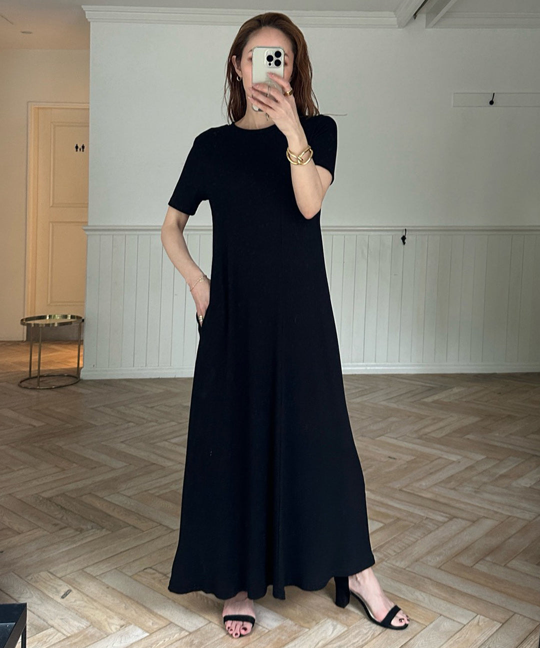 Rib Pitch Cut Flare Dress