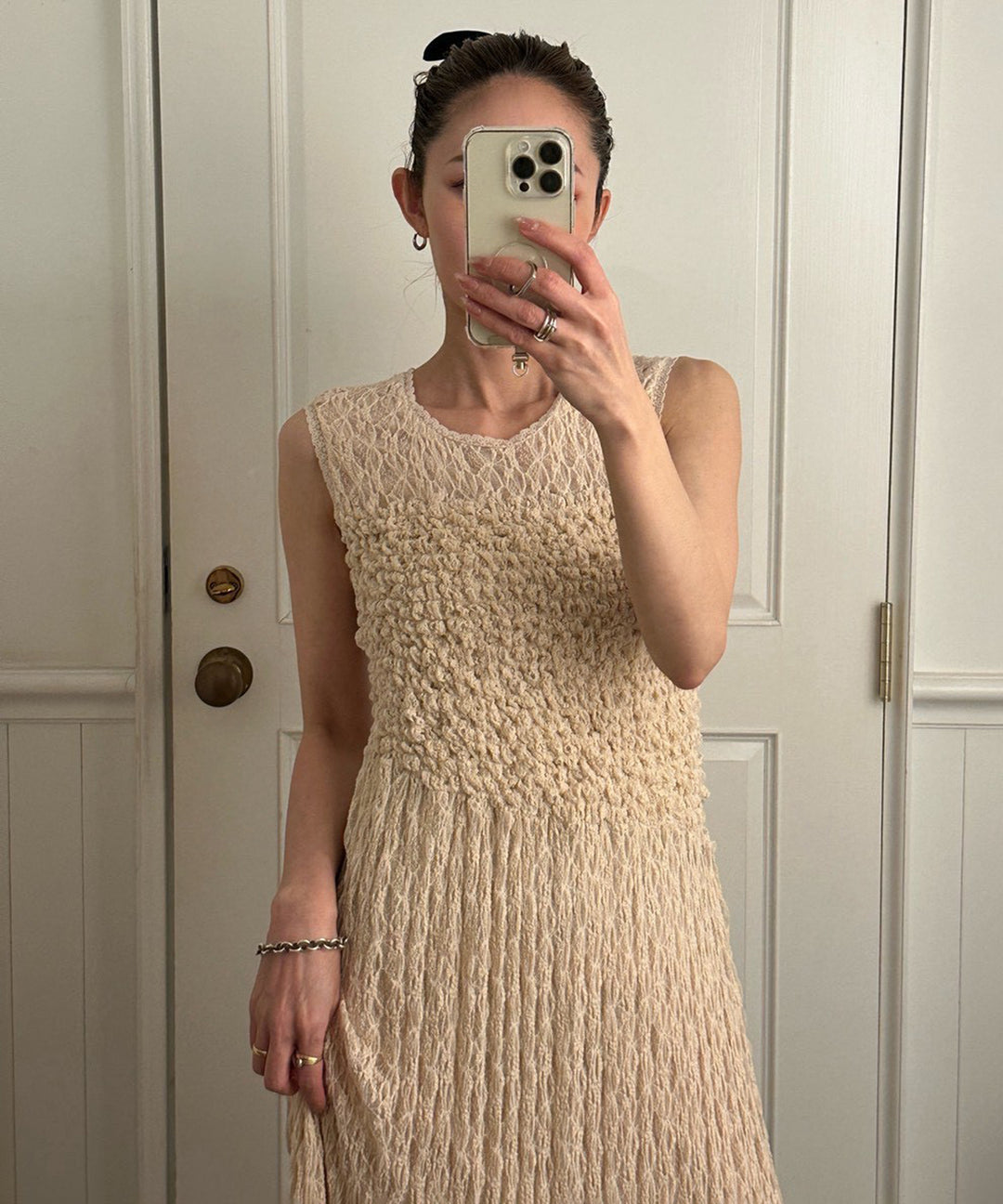 Shirring Lace Bustier Dress