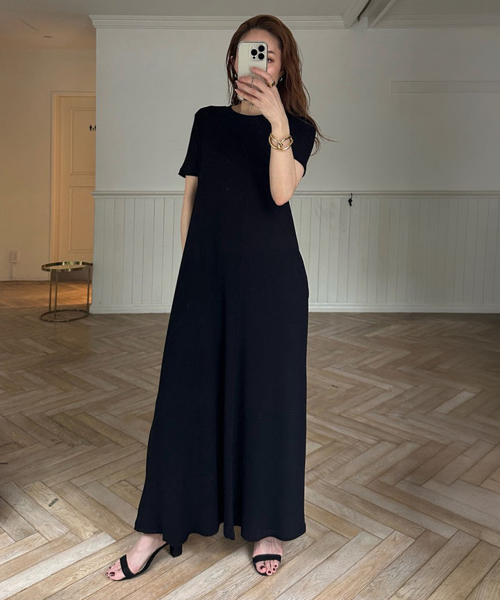 Rib Pitch Cut Flare Dress