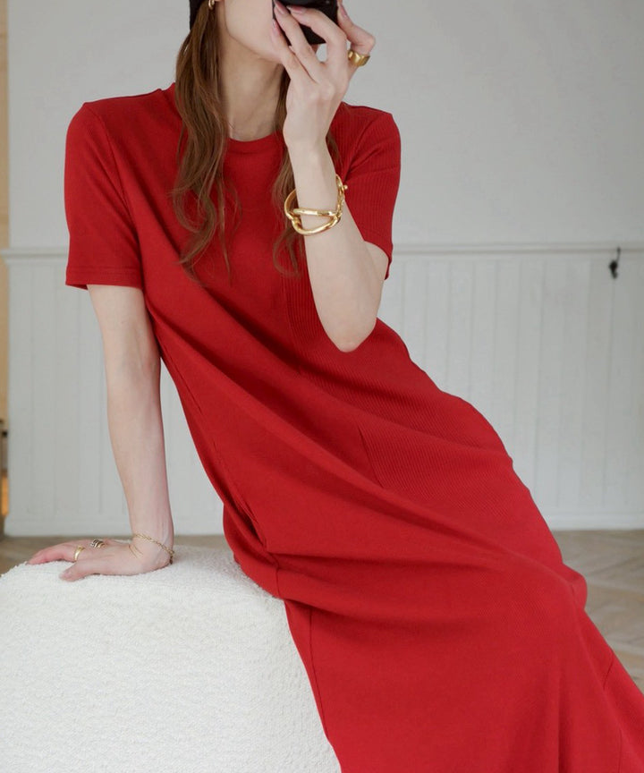 Rib Pitch Cut Flare Dress