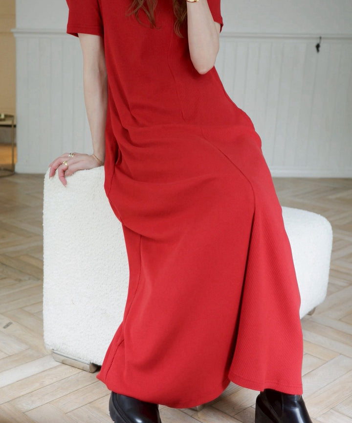Rib Pitch Cut Flare Dress
