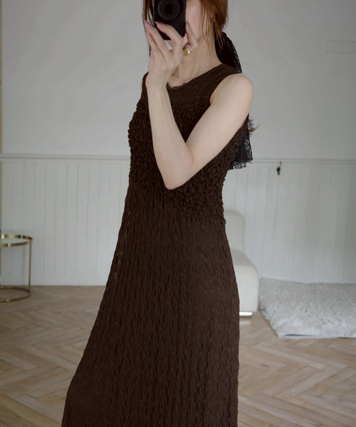 Shirring Lace Bustier Dress
