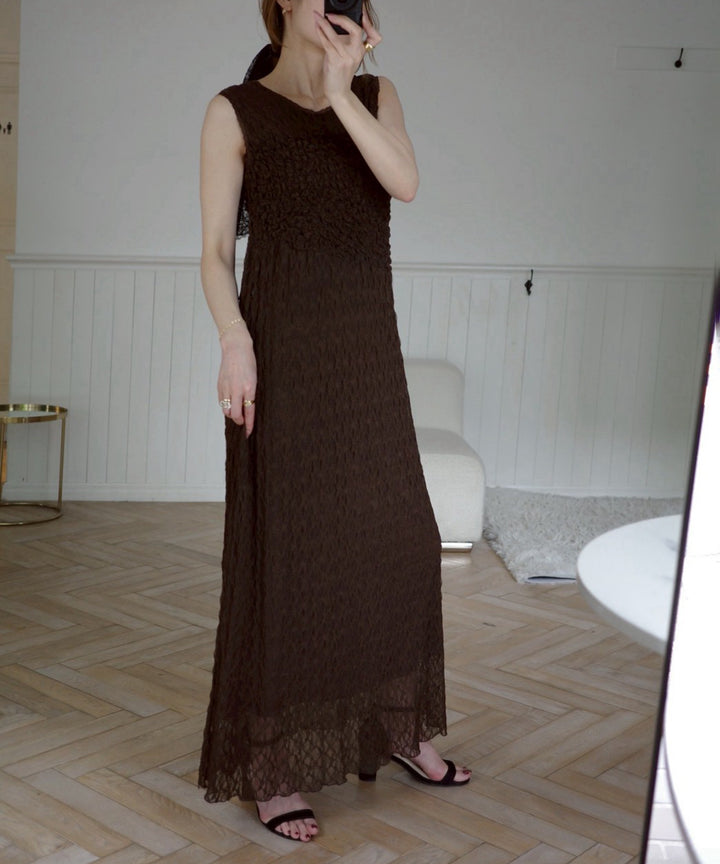 Shirring Lace Bustier Dress