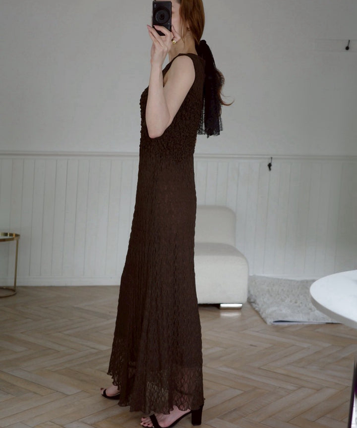 Shirring Lace Bustier Dress