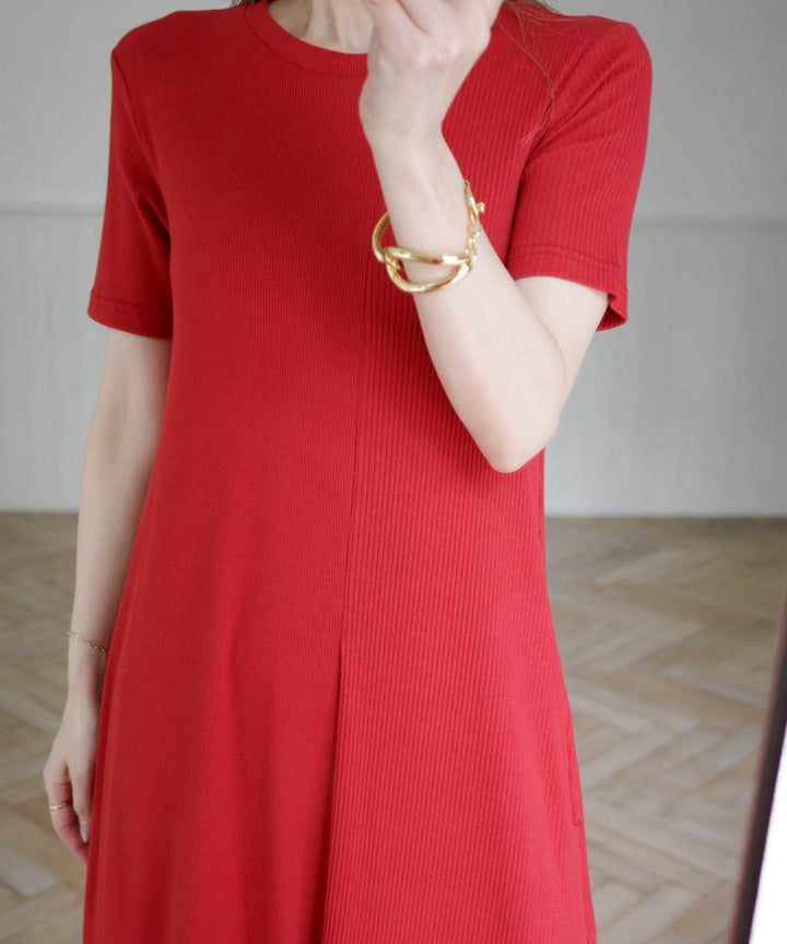 Rib Pitch Cut Flare Dress