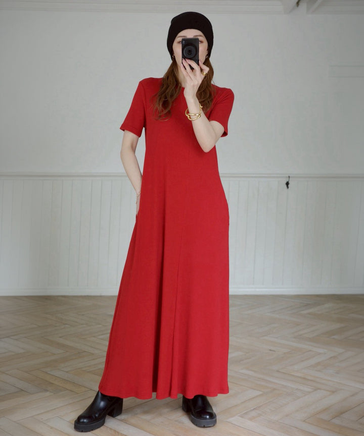 Rib Pitch Cut Flare Dress