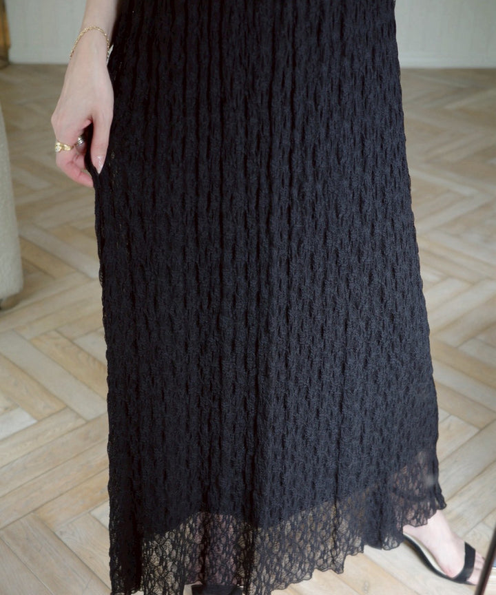 Shirring Lace Bustier Dress