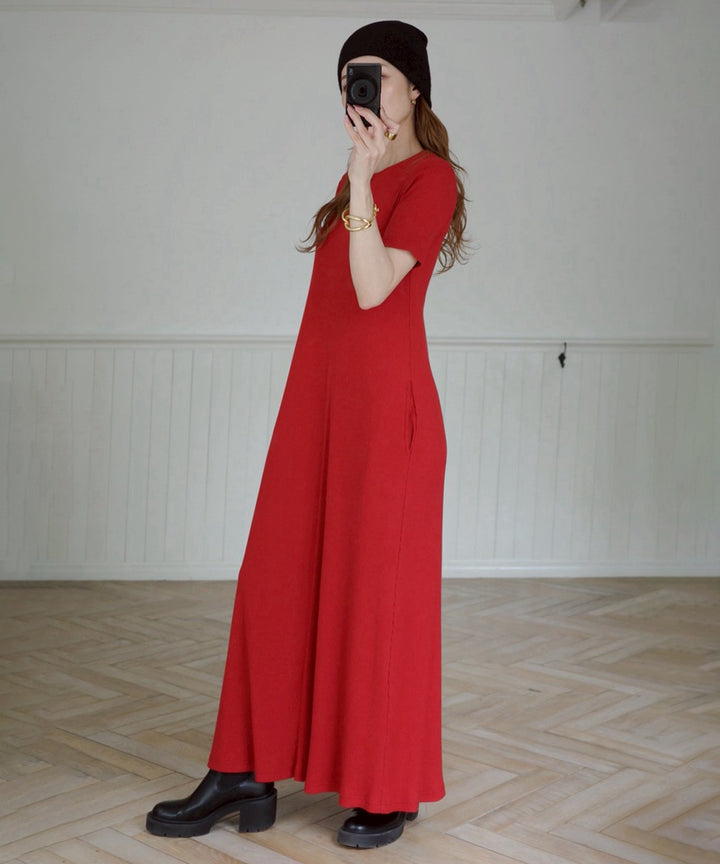Rib Pitch Cut Flare Dress