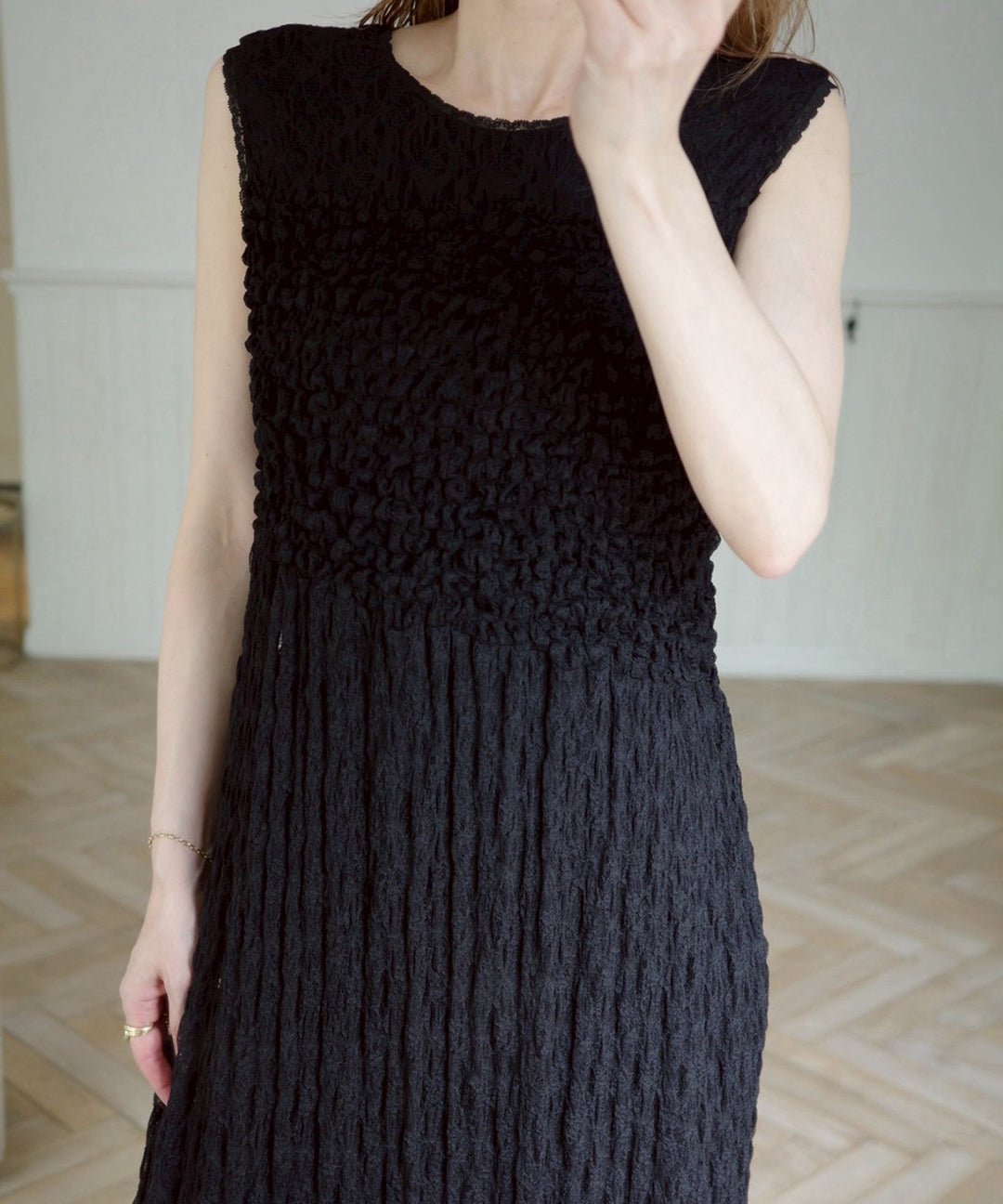 Shirring Lace Bustier Dress