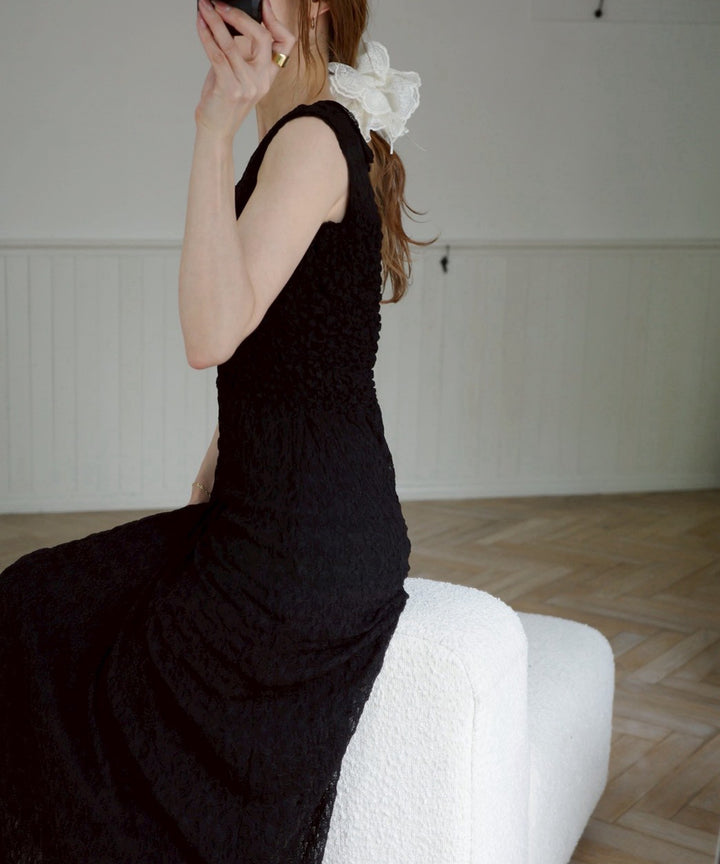 Shirring Lace Bustier Dress