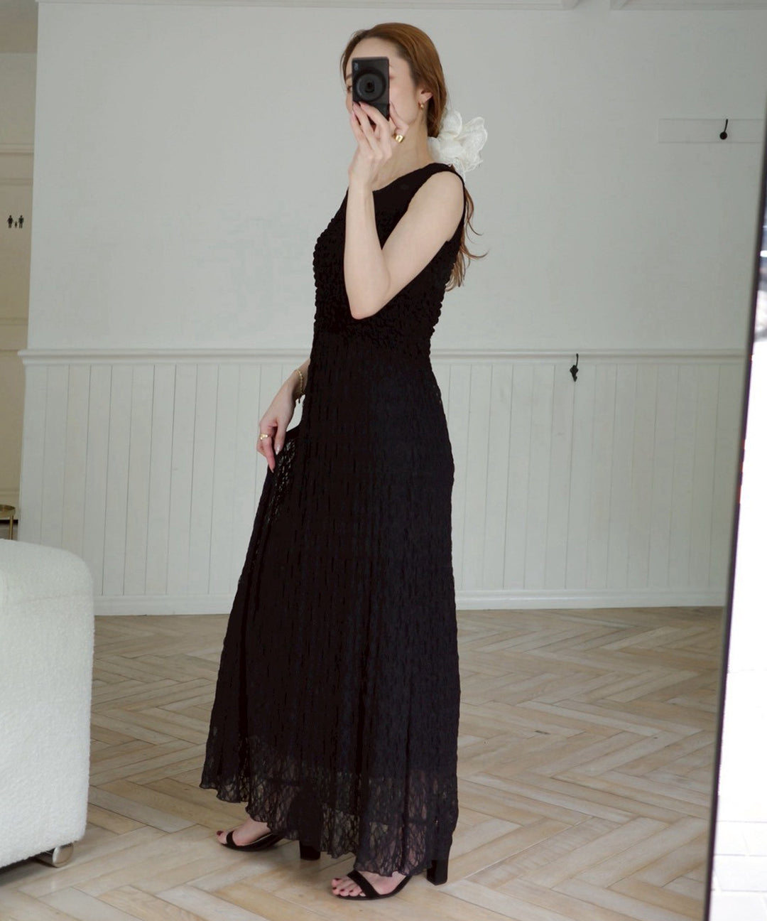 Shirring Lace Bustier Dress