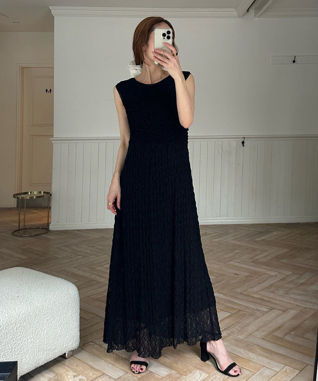 Shirring Lace Bustier Dress