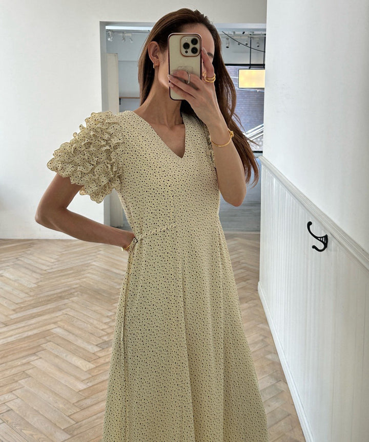 Color Dot Frill Dress