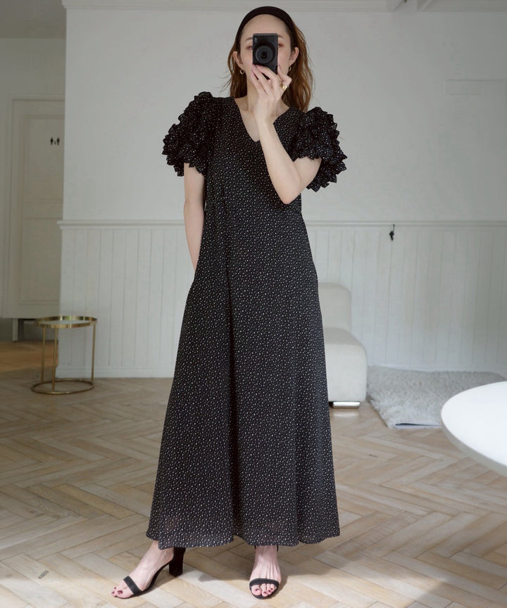 Color Dot Frill Dress