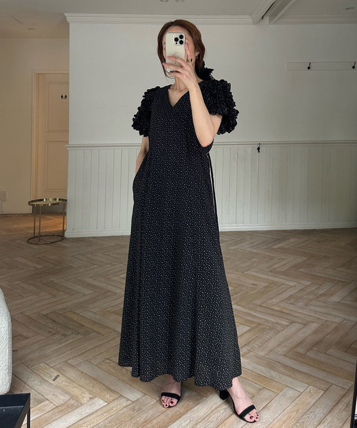 Color Dot Frill Dress