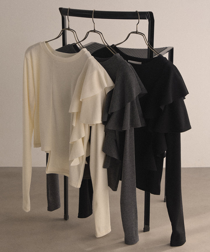 Asymmetry Ruffle Long Tee