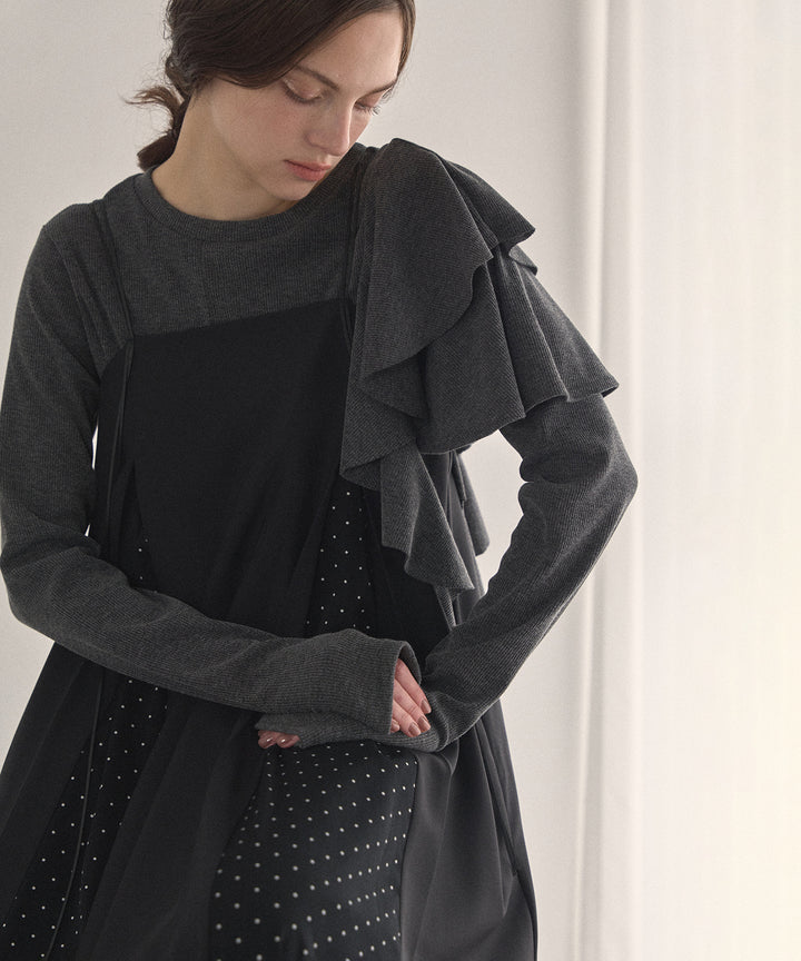 Asymmetry Ruffle Long Tee