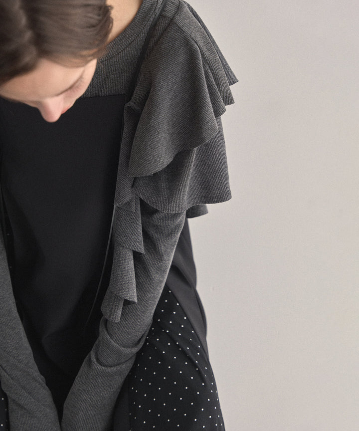 Asymmetry Ruffle Long Tee
